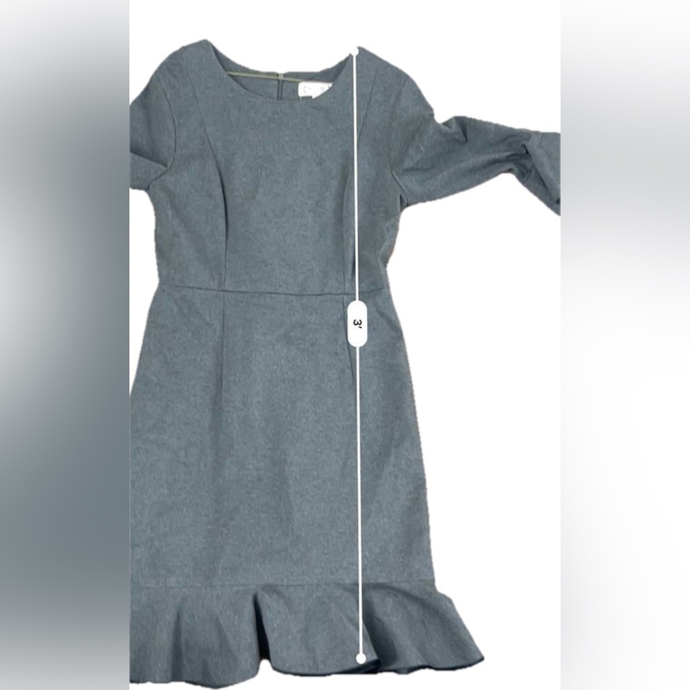 NANETTE LEPORE Velvet Trim Flounce Ponte Dress $149 DARK HEATHER GREY Size 8 - Picture 5 of 11